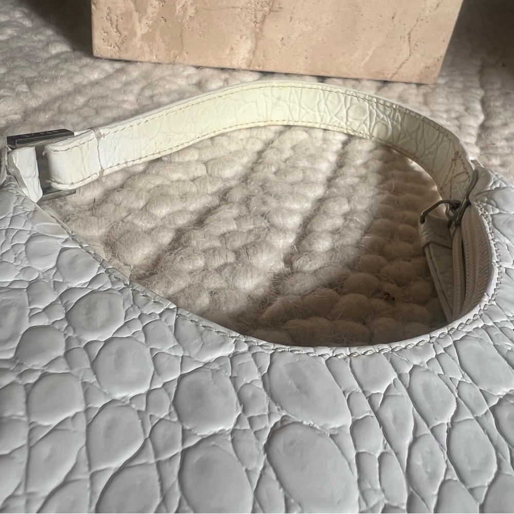 BY FAR Baby Amber Croc Embossed White Textured Shoulder Bag - Picture 12 of 14